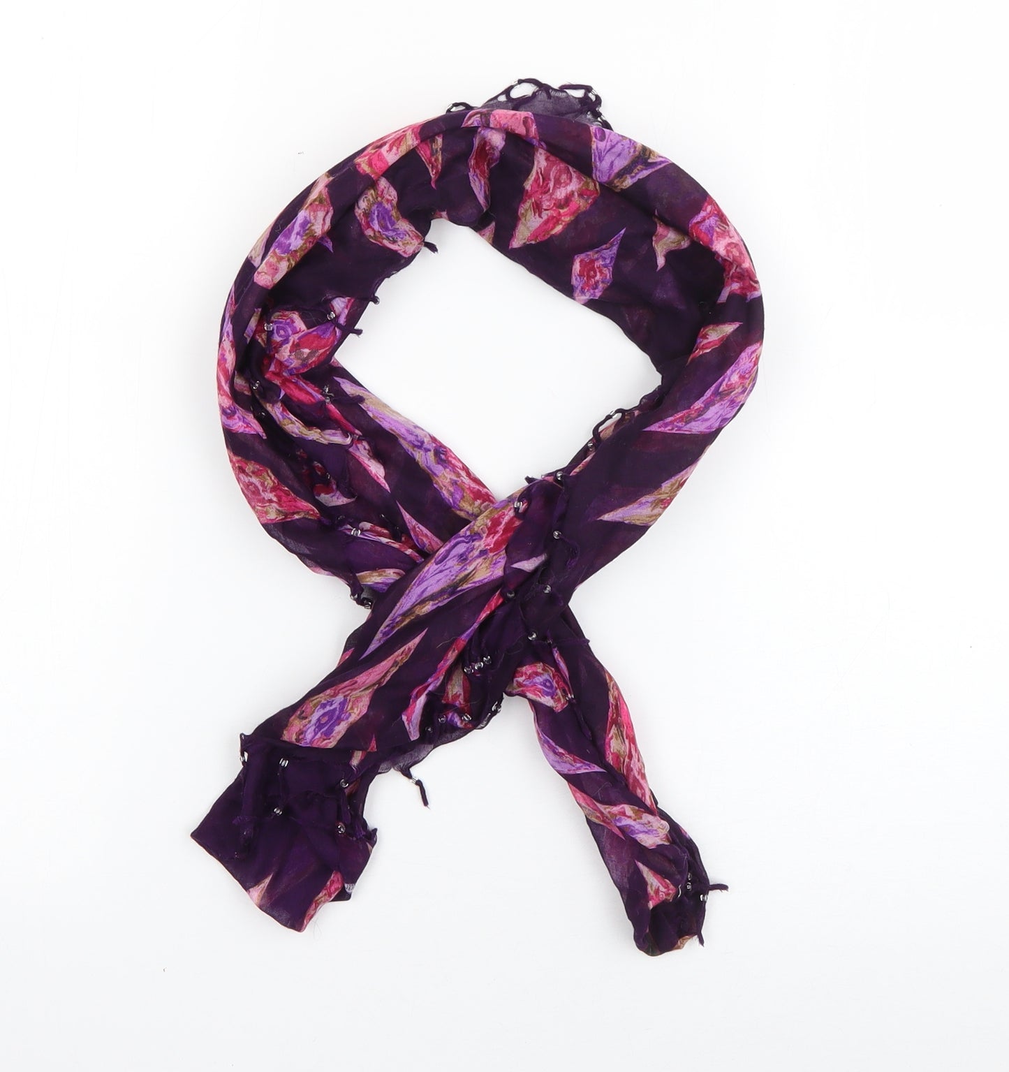 Preworn Womens Purple Geometric Viscose  Scarf