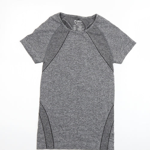 Workout Womens Grey  Polyamide Basic T-Shirt Size 6 Round Neck