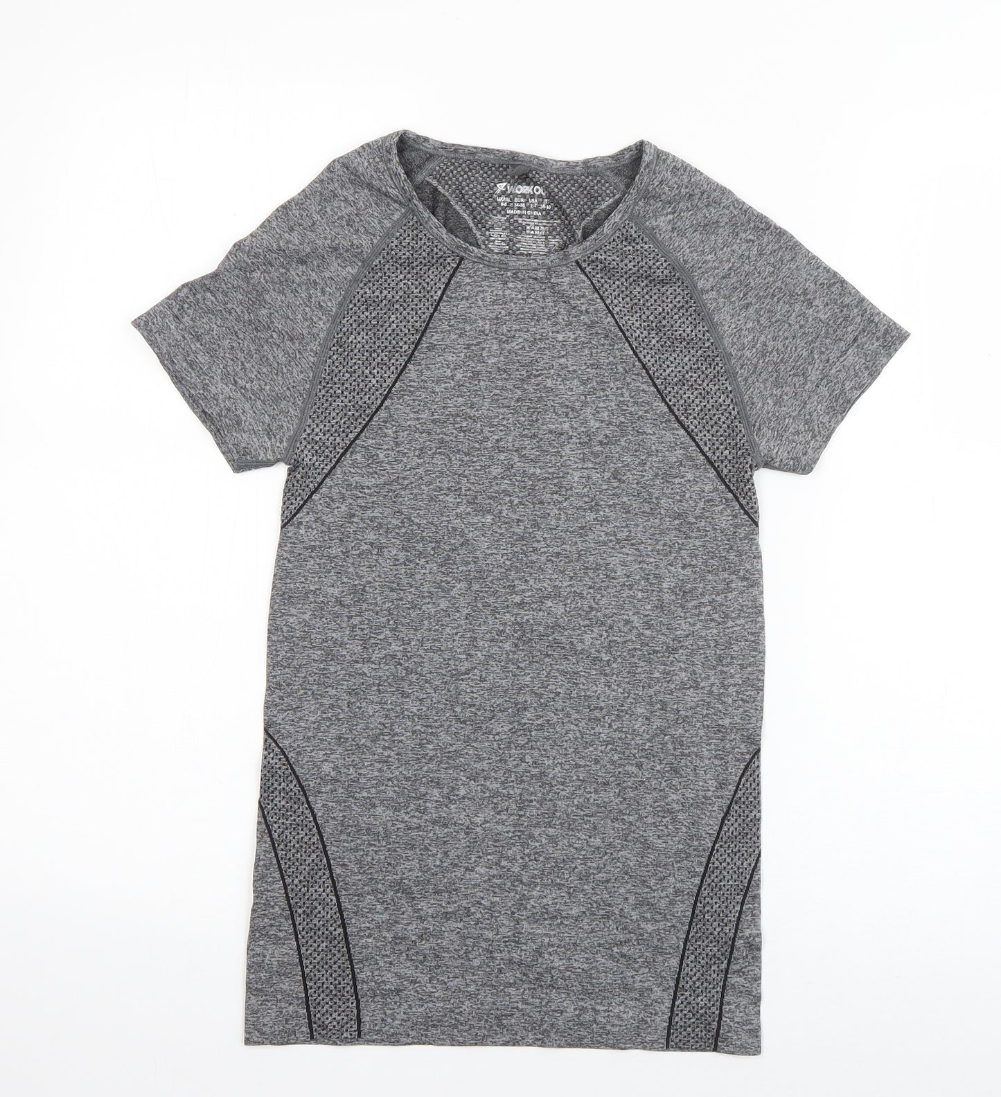 Workout Womens Grey  Polyamide Basic T-Shirt Size 6 Round Neck