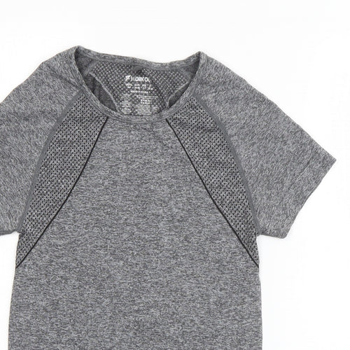 Workout Womens Grey  Polyamide Basic T-Shirt Size 6 Round Neck