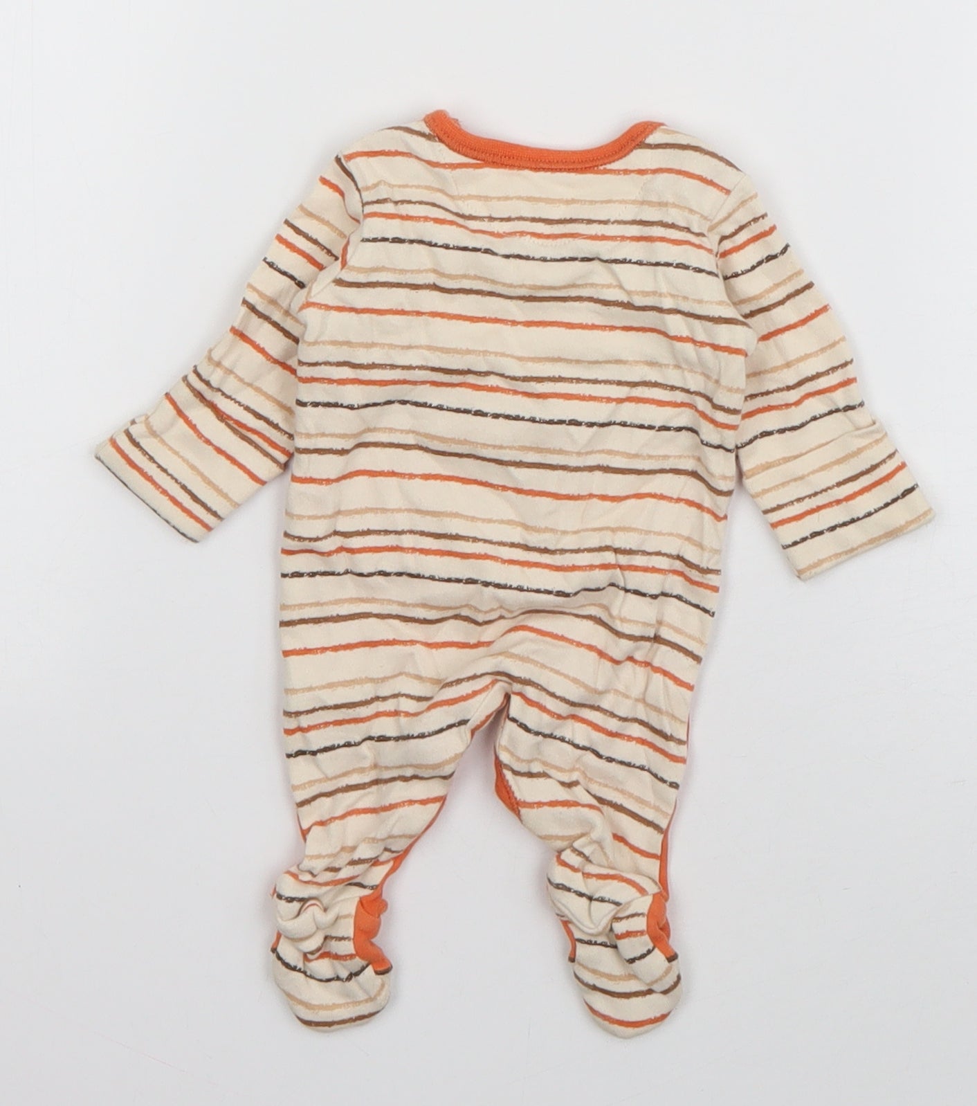 Nutmeg Boys Orange Striped Cotton Babygrow One-Piece Size Newborn  Zip - Fox