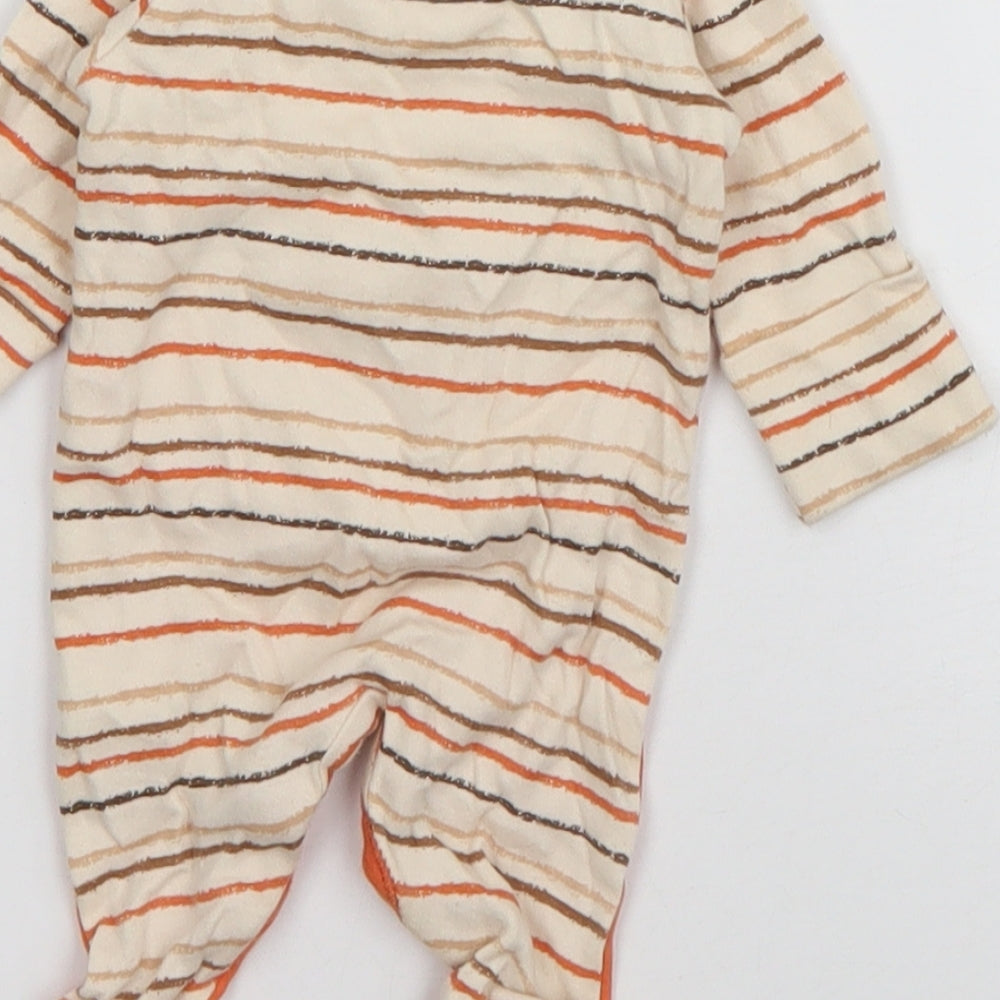Nutmeg Boys Orange Striped Cotton Babygrow One-Piece Size Newborn  Zip - Fox