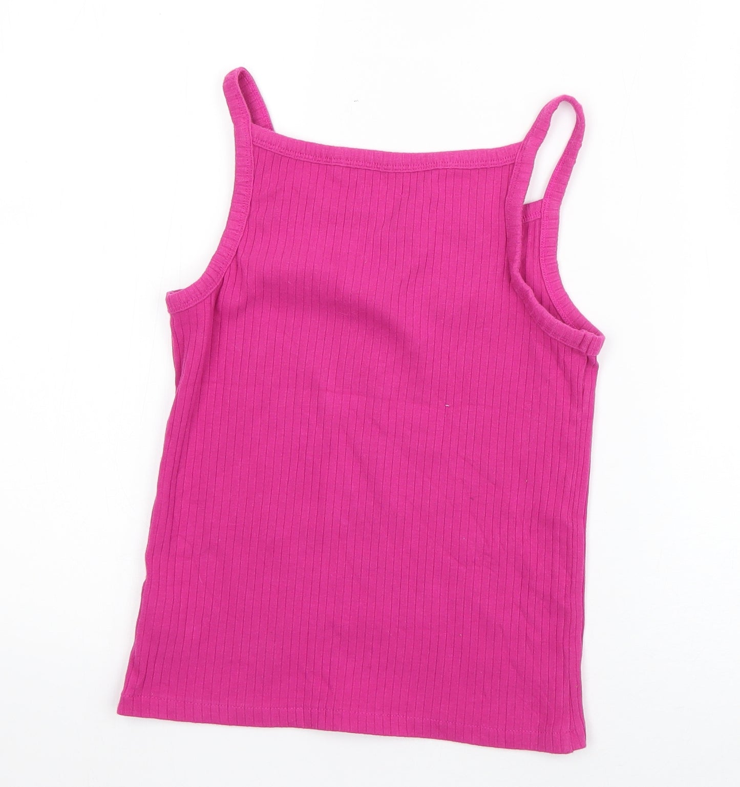 NEXT Girls Pink  Cotton Basic Tank Size 11 Years Square Neck Pullover