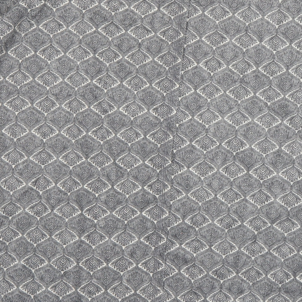 NEXT Womens Grey Geometric Polyester Basic T-Shirt Size 22 Boat Neck