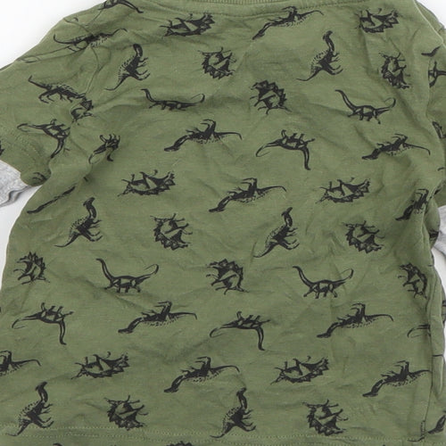 M&Co Boys Green  Cotton Basic T-Shirt Size 18-24 Months Round Neck Pullover