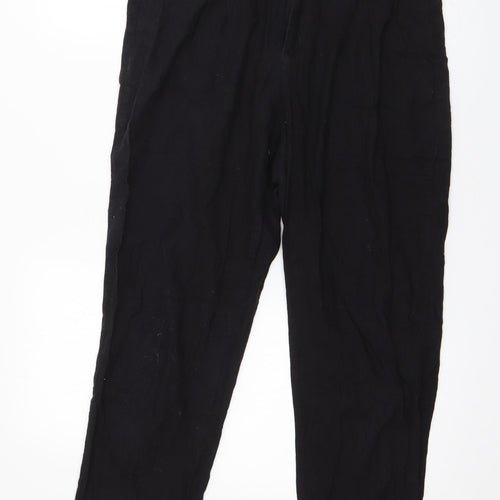 PRETTYLITTLETHING Womens Black  Cotton Trousers  Size 14 L26 in Regular Zip