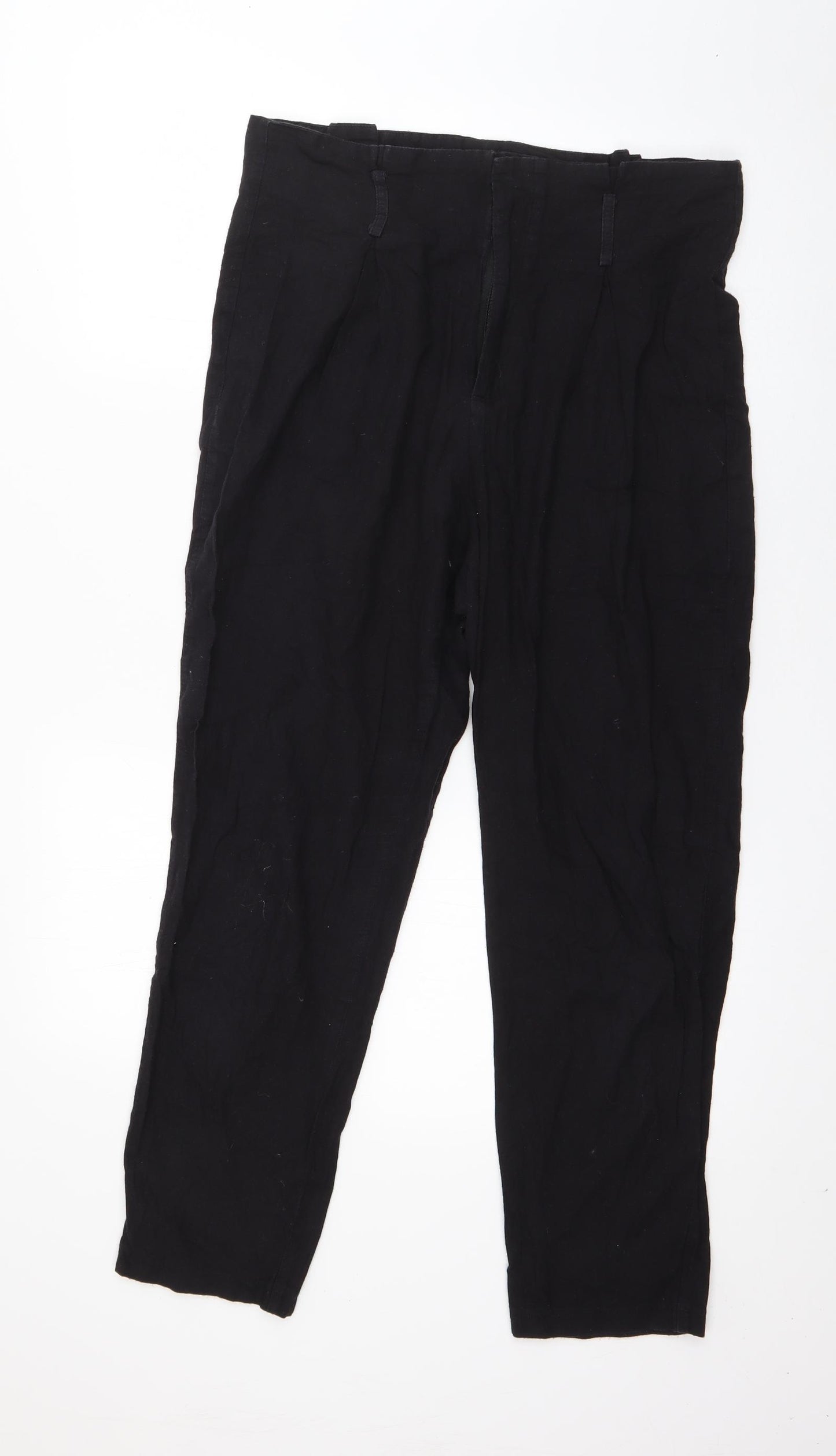 PRETTYLITTLETHING Womens Black  Cotton Trousers  Size 14 L26 in Regular Zip