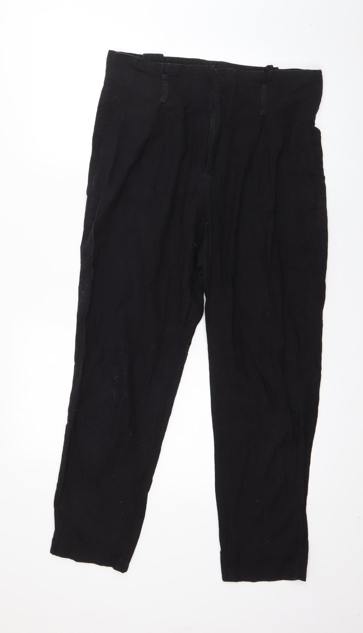 PRETTYLITTLETHING Womens Black  Cotton Trousers  Size 14 L26 in Regular Zip