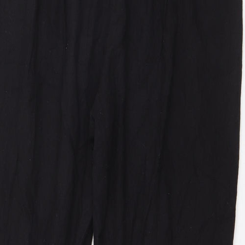 PRETTYLITTLETHING Womens Black  Cotton Trousers  Size 14 L26 in Regular Zip
