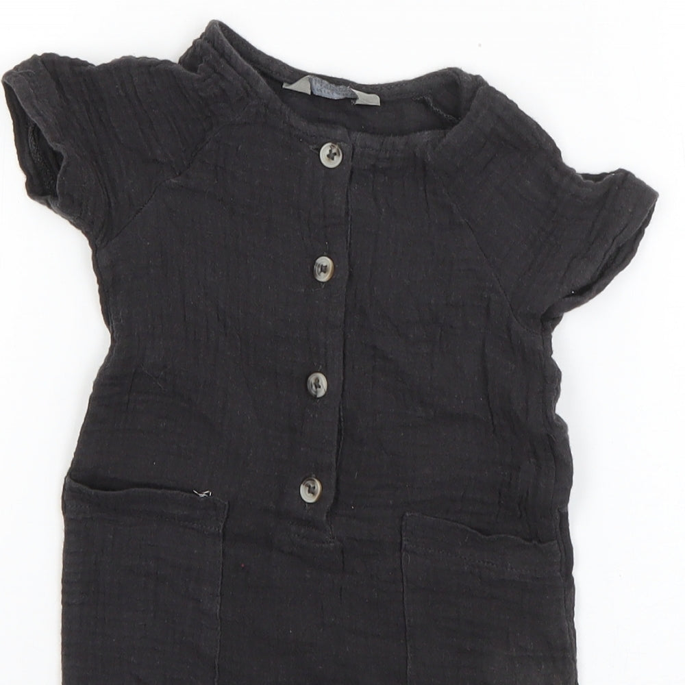 Primark Boys Grey  Cotton Romper One-Piece Size 3-6 Months  Button