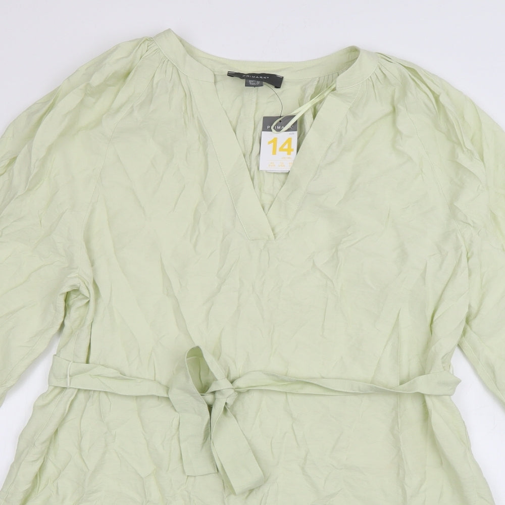 Primark Womens Green  Viscose A-Line  Size 14  V-Neck Pullover