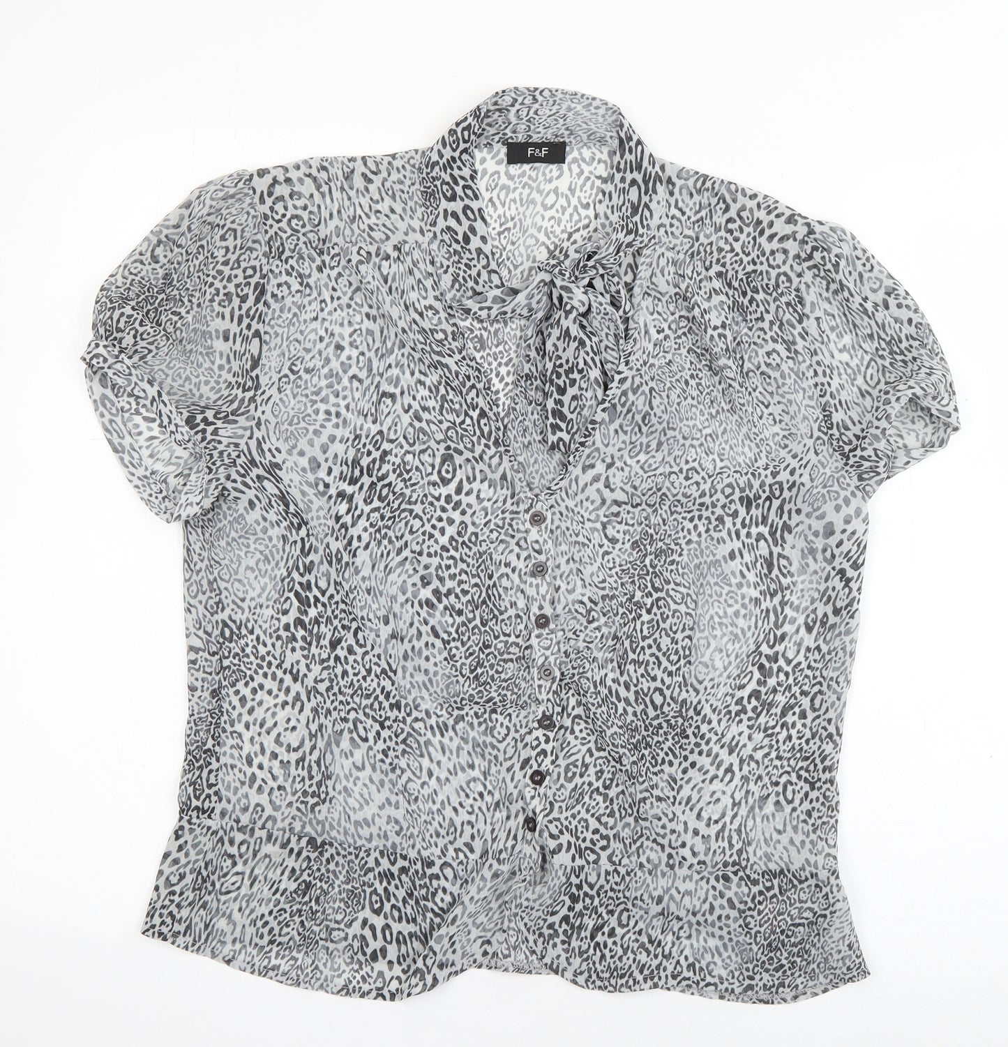 F&F Womens Grey  Polyester Basic Blouse Size 16 Round Neck