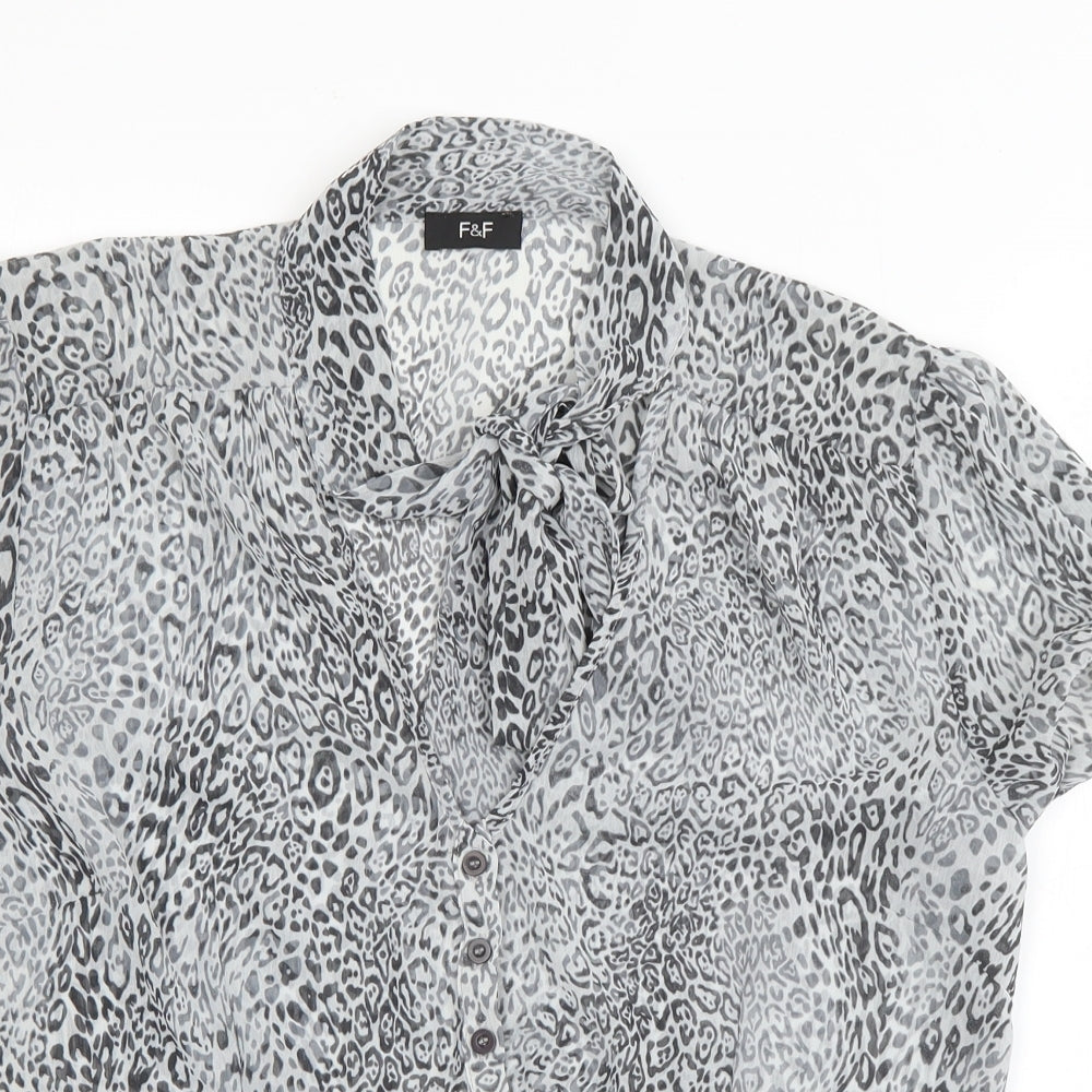 F&F Womens Grey  Polyester Basic Blouse Size 16 Round Neck