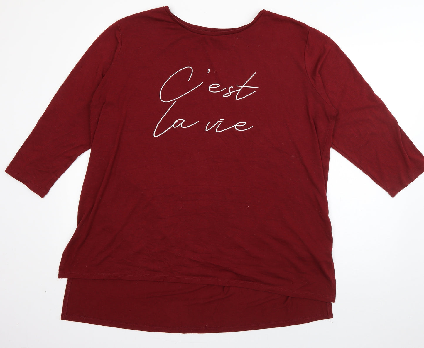 Primark Womens Red  Polyester Basic T-Shirt Size 18 Boat Neck - C'est La Vie