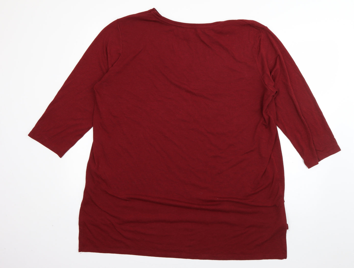 Primark Womens Red  Polyester Basic T-Shirt Size 18 Boat Neck - C'est La Vie