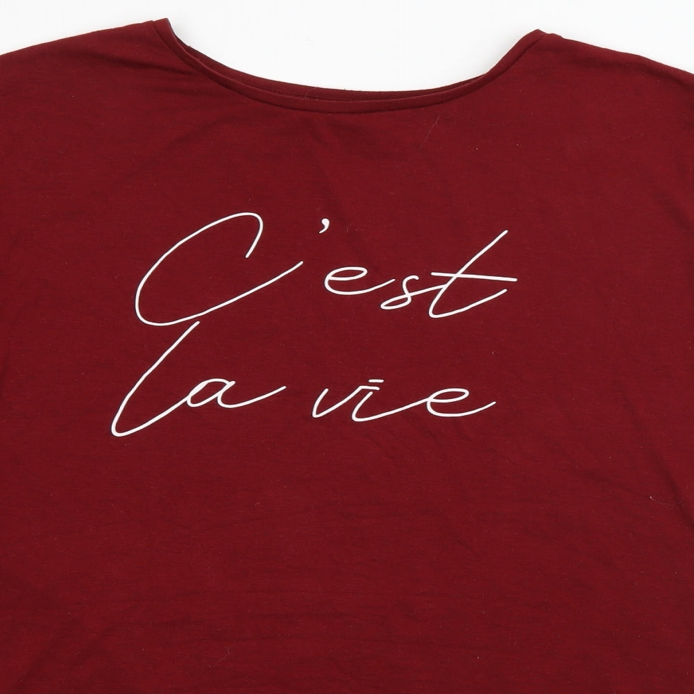 Primark Womens Red  Polyester Basic T-Shirt Size 18 Boat Neck - C'est La Vie
