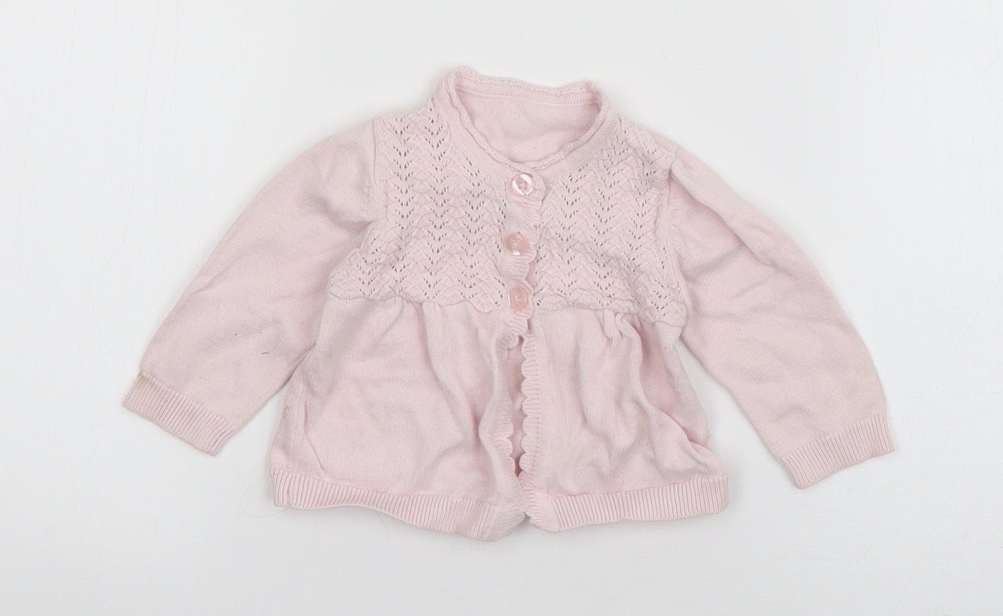 George Girls Pink  Cotton Cardigan Jumper Size 3-6 Months  Button