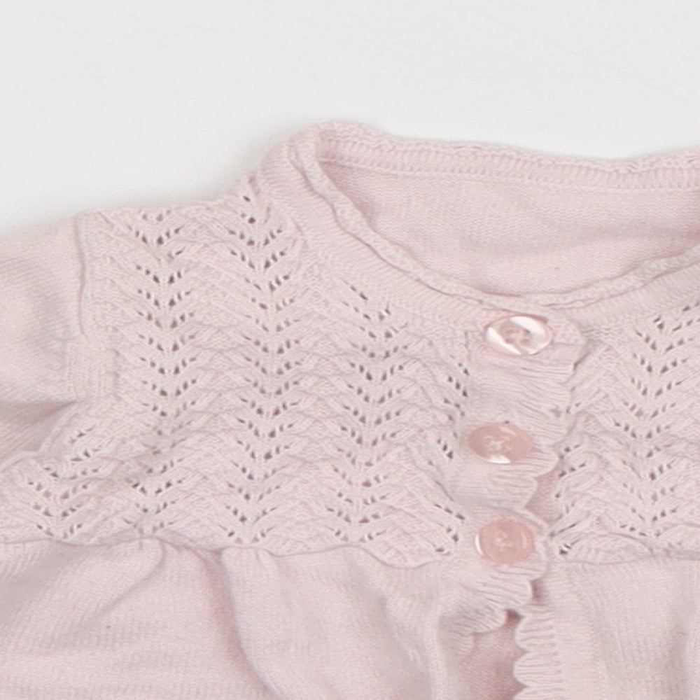 George Girls Pink  Cotton Cardigan Jumper Size 3-6 Months  Button