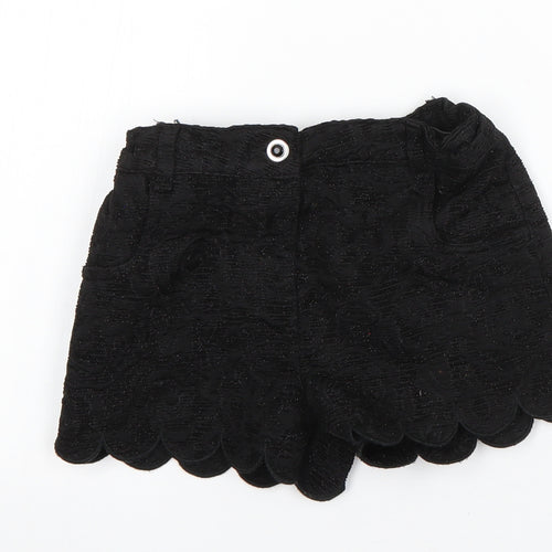 TU Girls Black Floral Polyester Chino Shorts Size 7 Years  Regular Zip