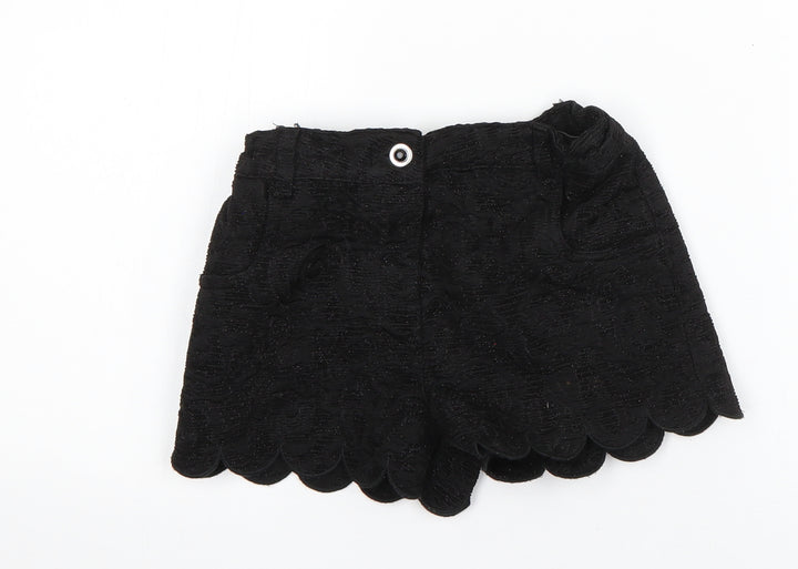 TU Girls Black Floral Polyester Chino Shorts Size 7 Years  Regular Zip