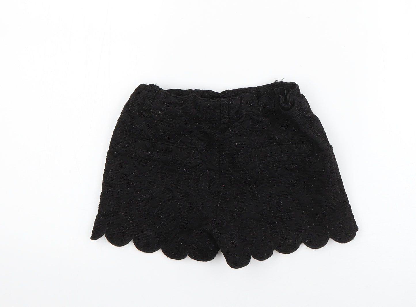 TU Girls Black Floral Polyester Chino Shorts Size 7 Years  Regular Zip