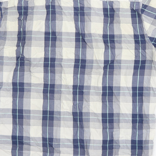 Max Mens Blue Plaid Cotton  Button-Up Size L Round Neck Button