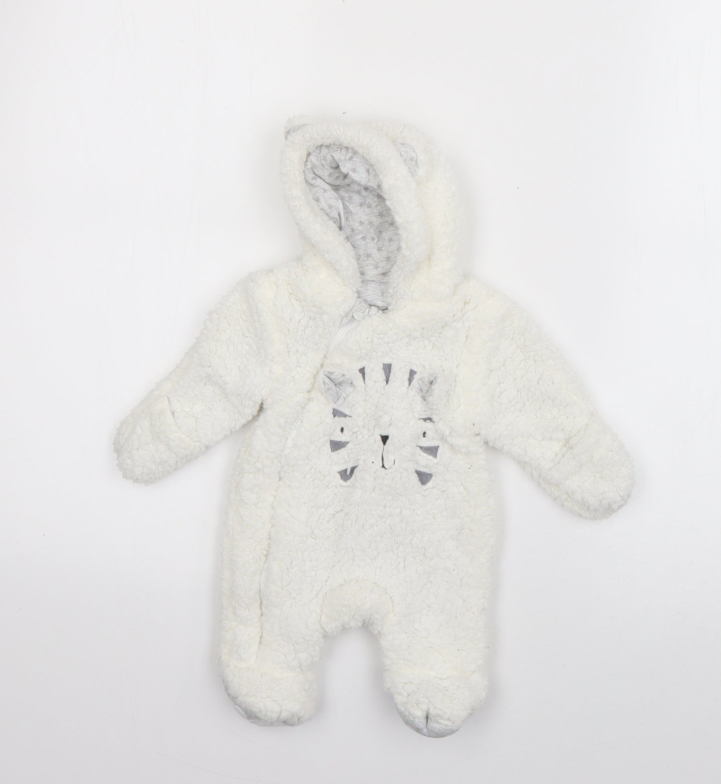 Primark Baby Ivory  Polyester Babygrow One-Piece Size Newborn  Pullover - Cat