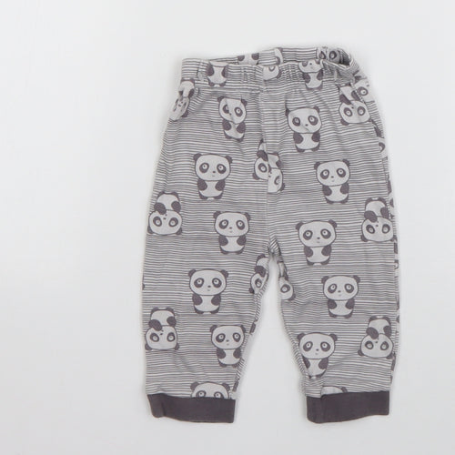 Nutmeg Girls Grey Striped Cotton Jogger Trousers Size 3-6 Months  Pullover - Panda