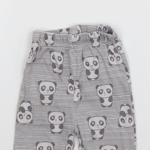 Nutmeg Girls Grey Striped Cotton Jogger Trousers Size 3-6 Months  Pullover - Panda