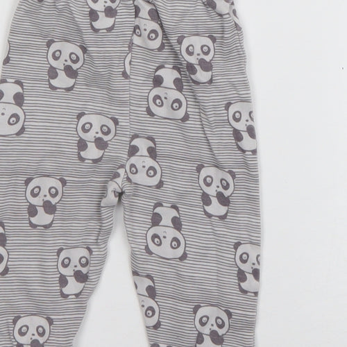 Nutmeg Girls Grey Striped Cotton Jogger Trousers Size 3-6 Months  Pullover - Panda