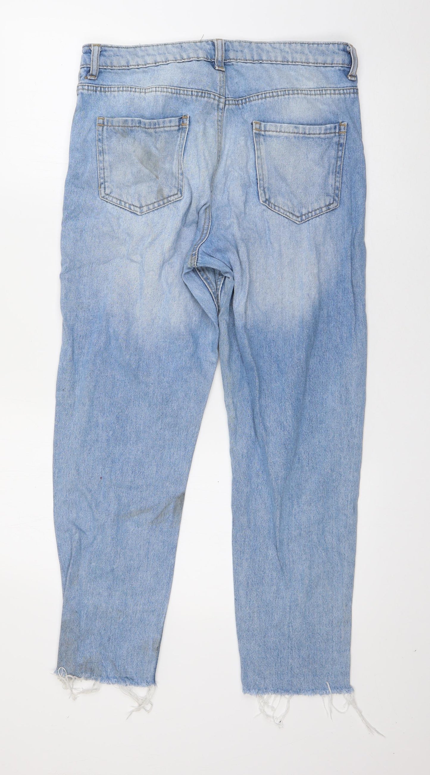 Denim & Co. Womens Blue  Cotton Straight Jeans Size 10 L25 in Regular Button