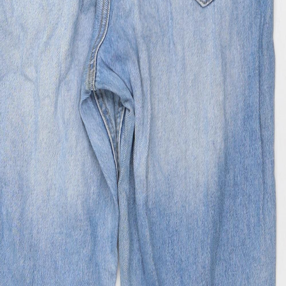 Denim & Co. Womens Blue  Cotton Straight Jeans Size 10 L25 in Regular Button