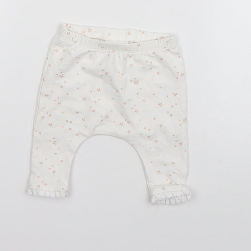NEXT Baby White  Cotton Jogger Trousers Size 0-3 Months   - Stars
