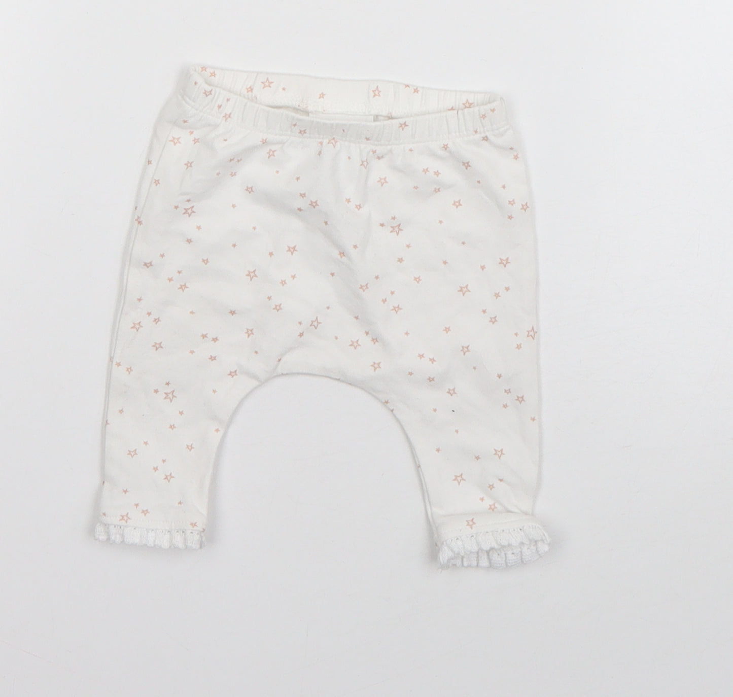 NEXT Baby White  Cotton Jogger Trousers Size 0-3 Months   - Stars