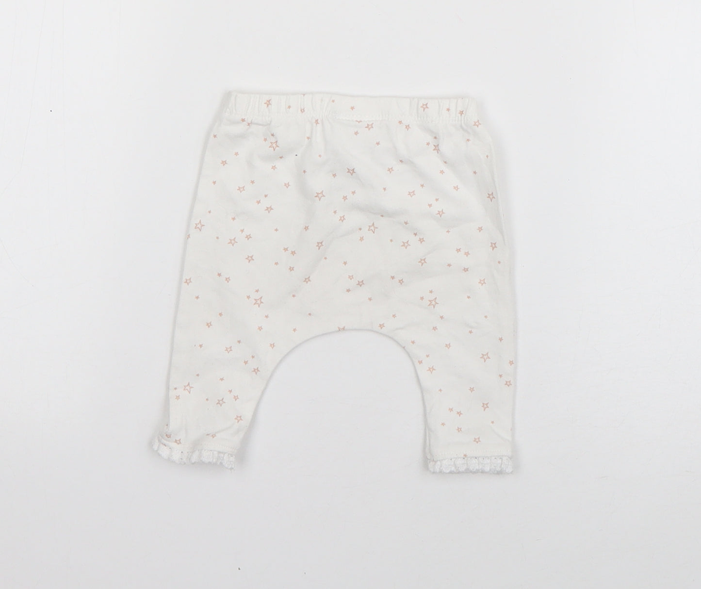 NEXT Baby White  Cotton Jogger Trousers Size 0-3 Months   - Stars