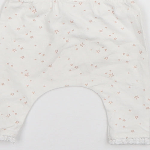NEXT Baby White  Cotton Jogger Trousers Size 0-3 Months   - Stars