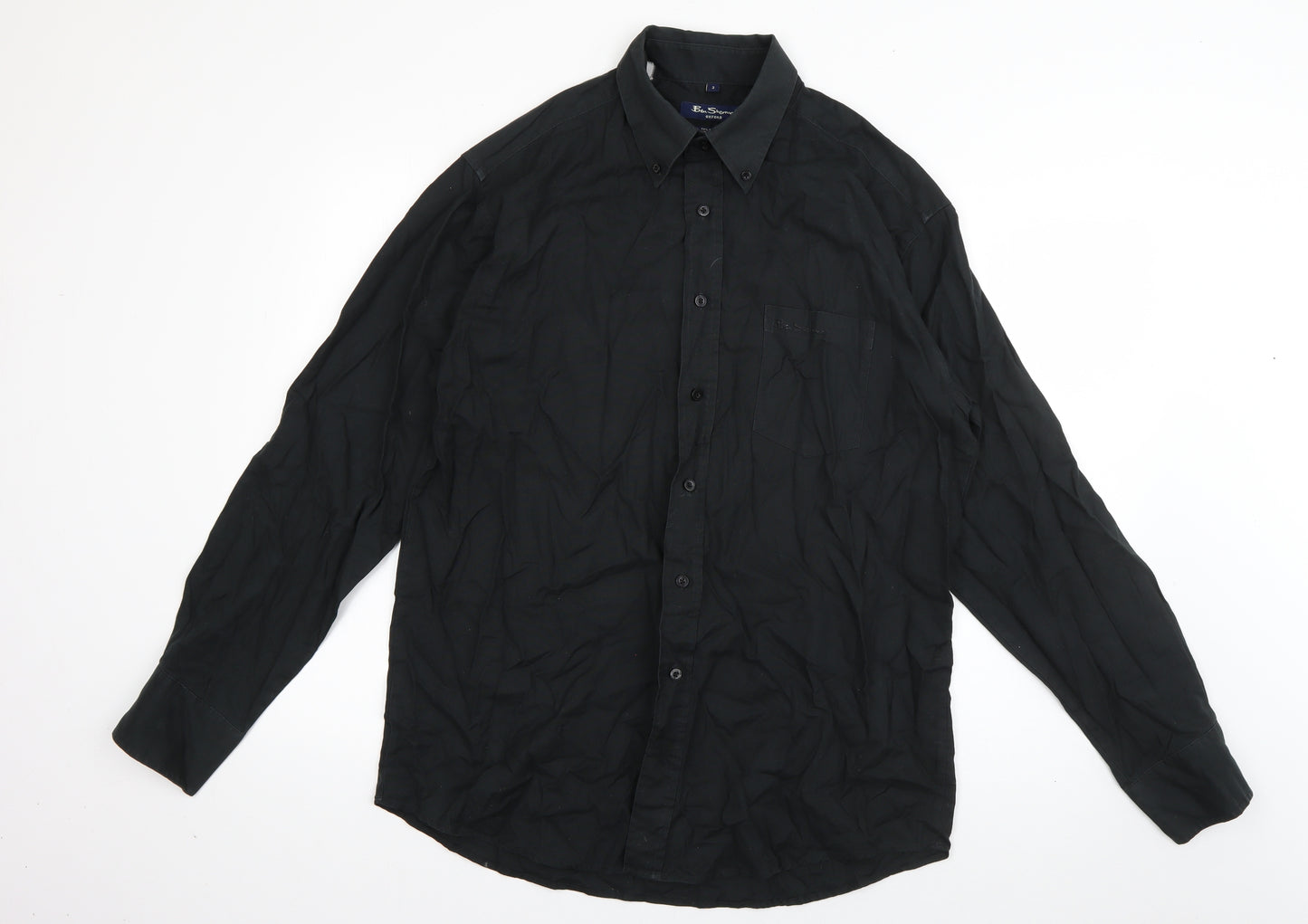 Ben Sherman Mens Blue  Cotton  Button-Up Size L Collared Button