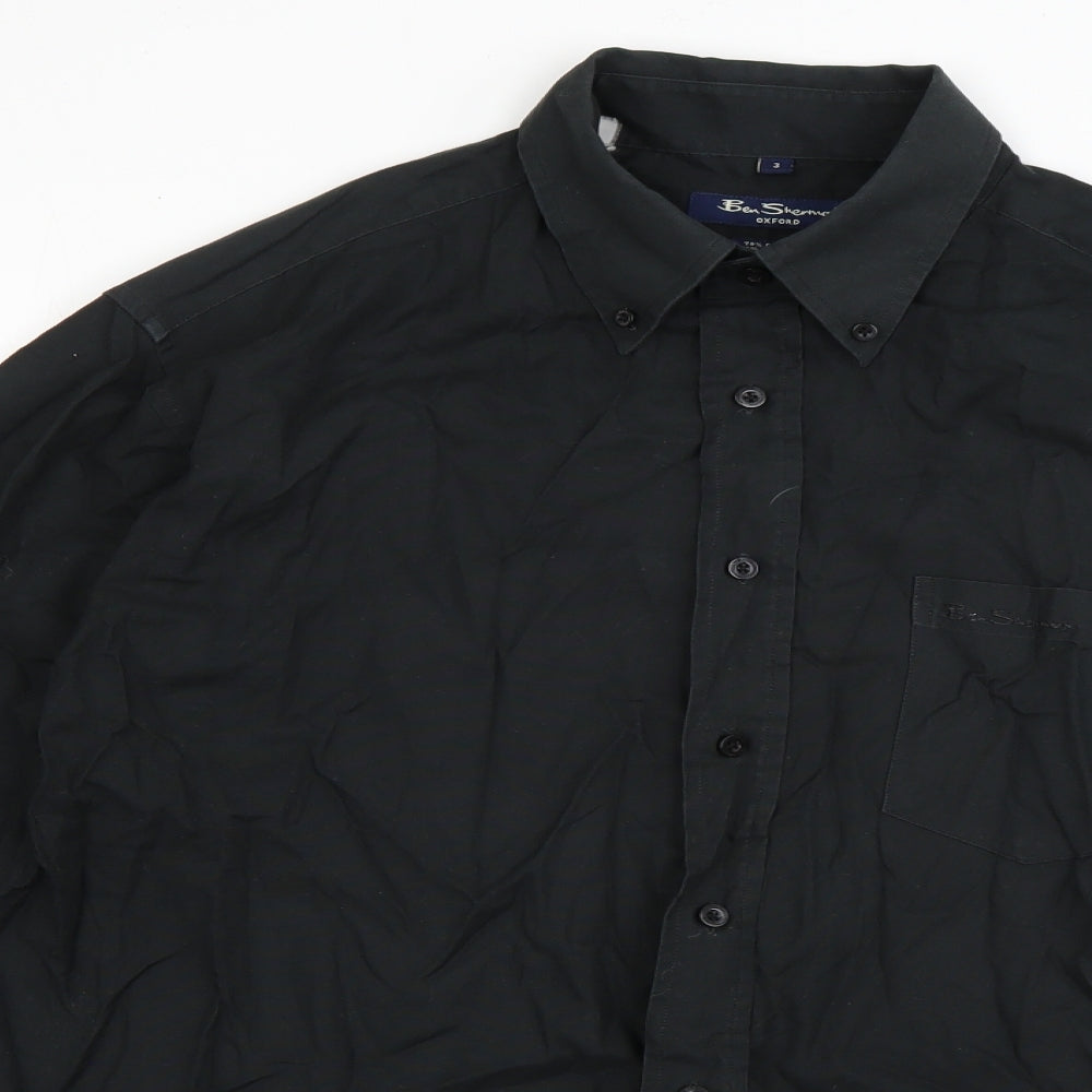 Ben Sherman Mens Blue  Cotton  Button-Up Size L Collared Button