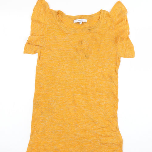 NEXT Womens Orange  Linen Basic T-Shirt Size 8 Boat Neck