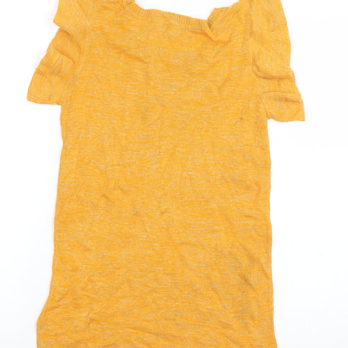 NEXT Womens Orange  Linen Basic T-Shirt Size 8 Boat Neck