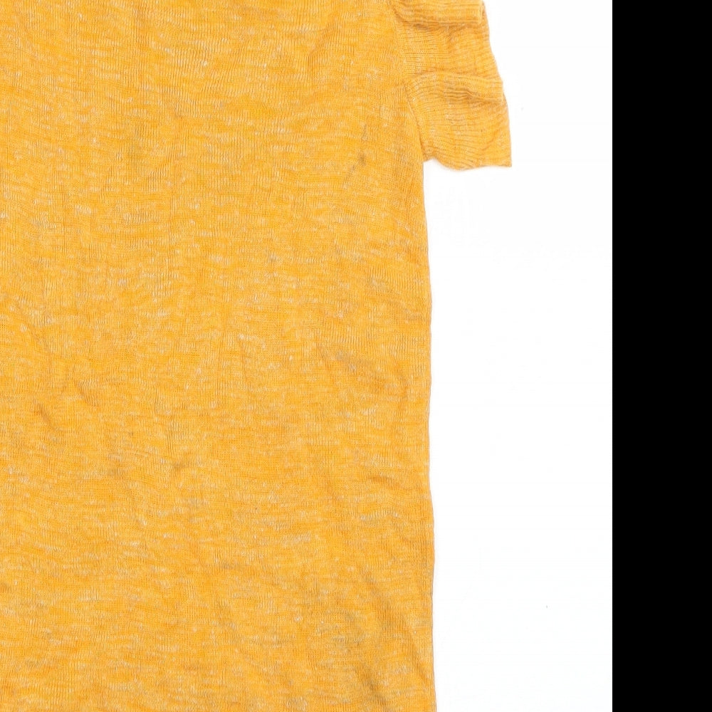 NEXT Womens Orange  Linen Basic T-Shirt Size 8 Boat Neck