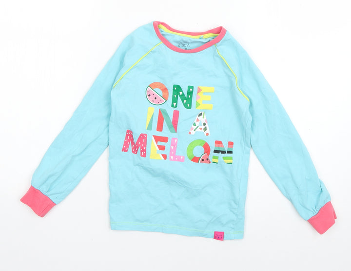 Harry Bear Girls Blue Geometric Cotton Top Pyjama Top Size 7 Years Pullover - One in a Melon