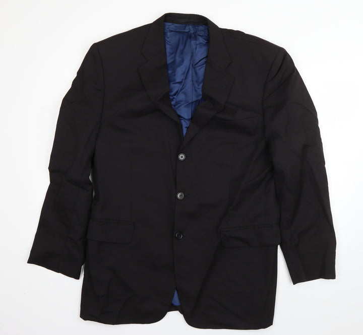 Torre Mens Black  Wool Jacket Suit Jacket Size L