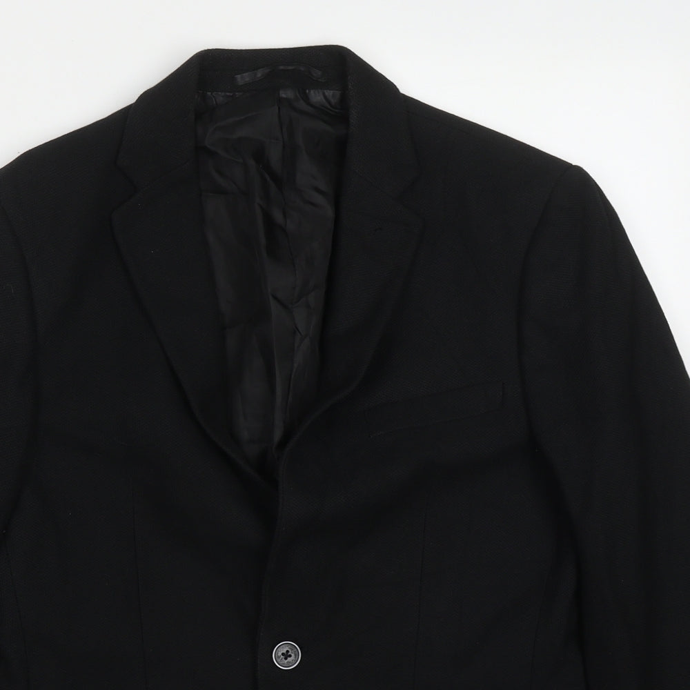 Burton Mens Black  Polyester Jacket Suit Jacket Size 38