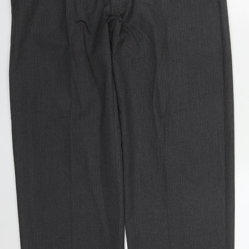 Taylor & Wright  Mens Grey Striped Polyester Trousers  Size 34 L29 in Regular Button