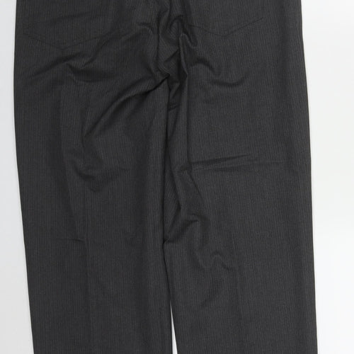 Taylor & Wright  Mens Grey Striped Polyester Trousers  Size 34 L29 in Regular Button