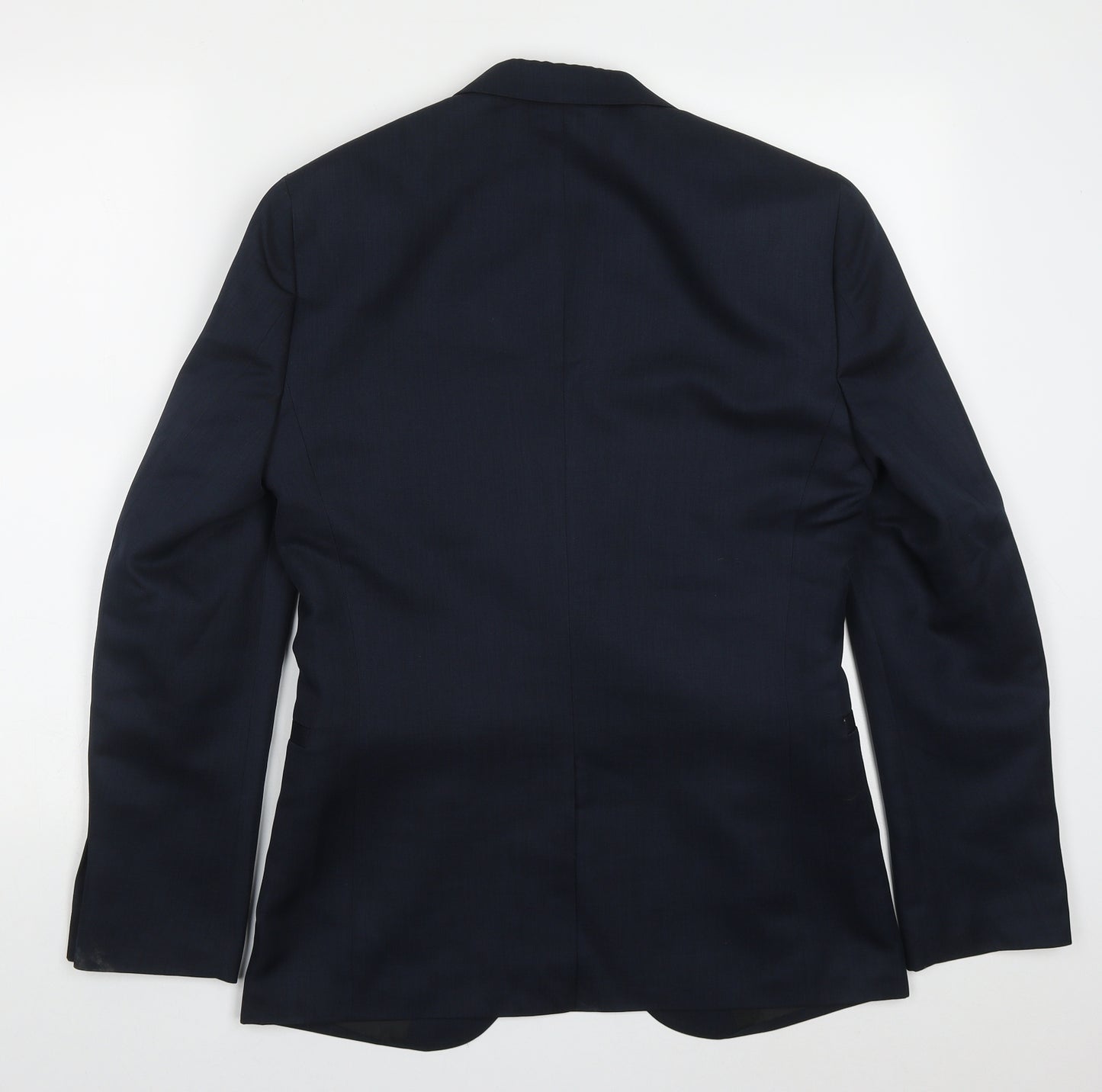 H&M Mens Blue  Polyester Jacket Suit Jacket Size 36