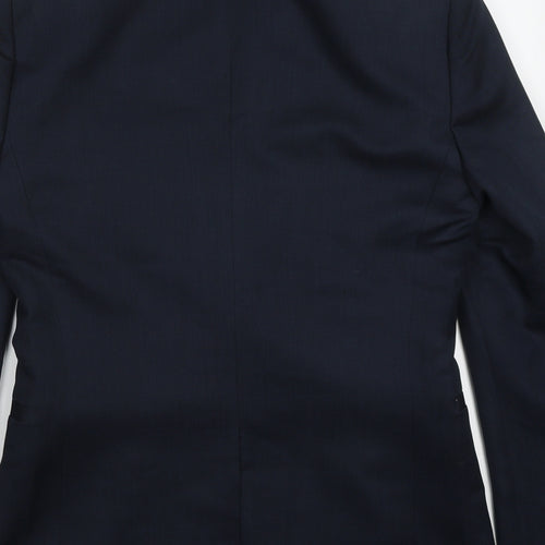 H&M Mens Blue  Polyester Jacket Suit Jacket Size 36