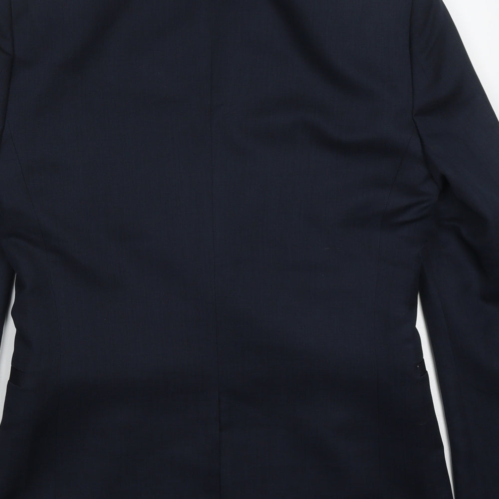 H&M Mens Blue  Polyester Jacket Suit Jacket Size 36