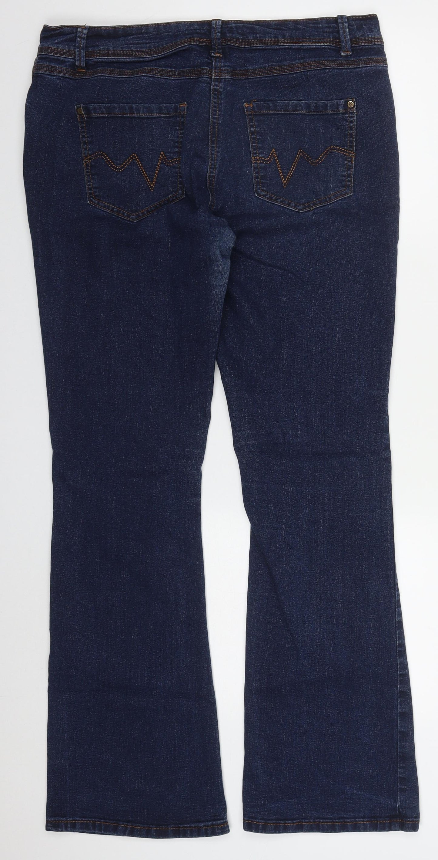 Debenhams Womens Blue  Cotton Bootcut Jeans Size 14 L30 in Regular Button